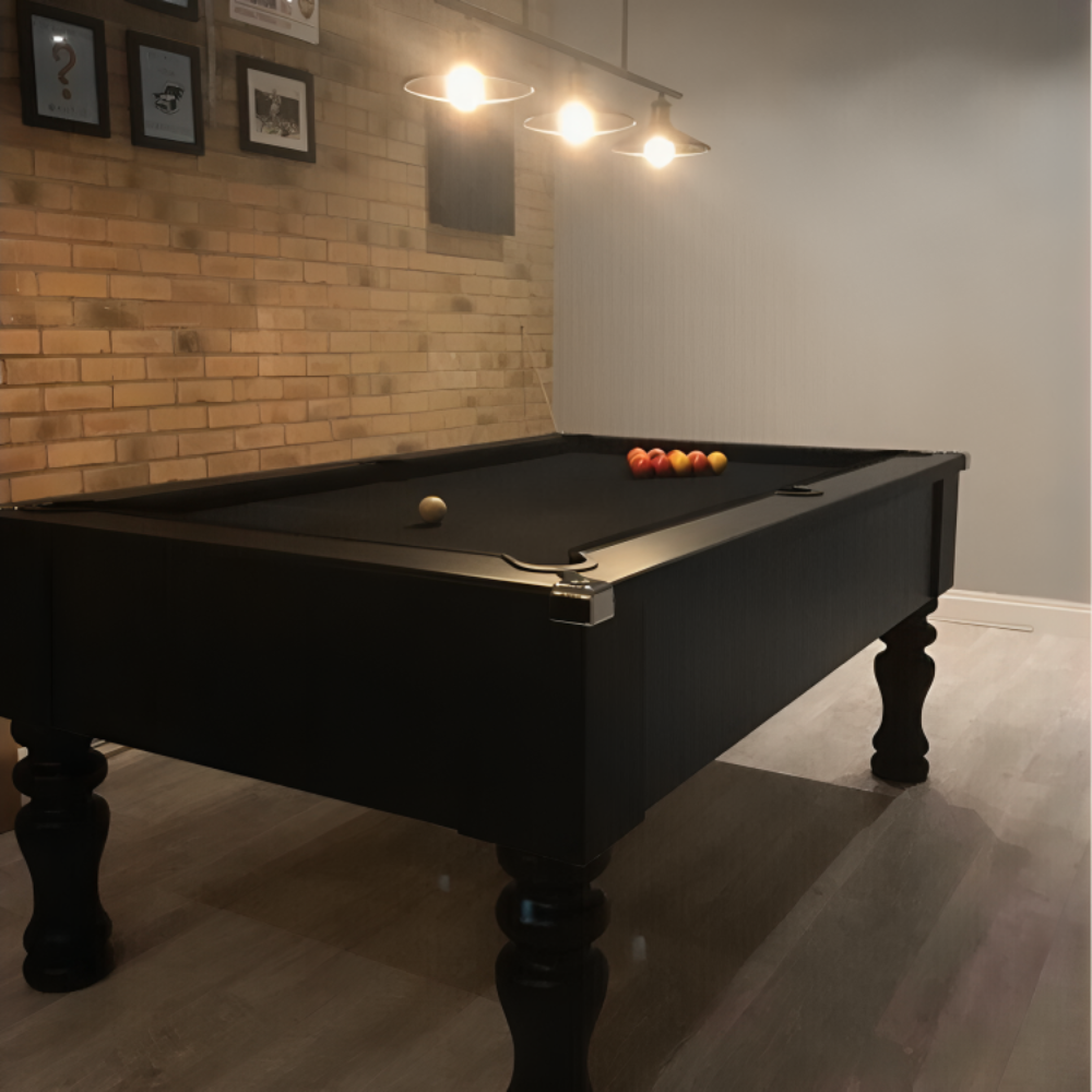 Cry Wolf Turned Leg Slate Bed Pool Table Black