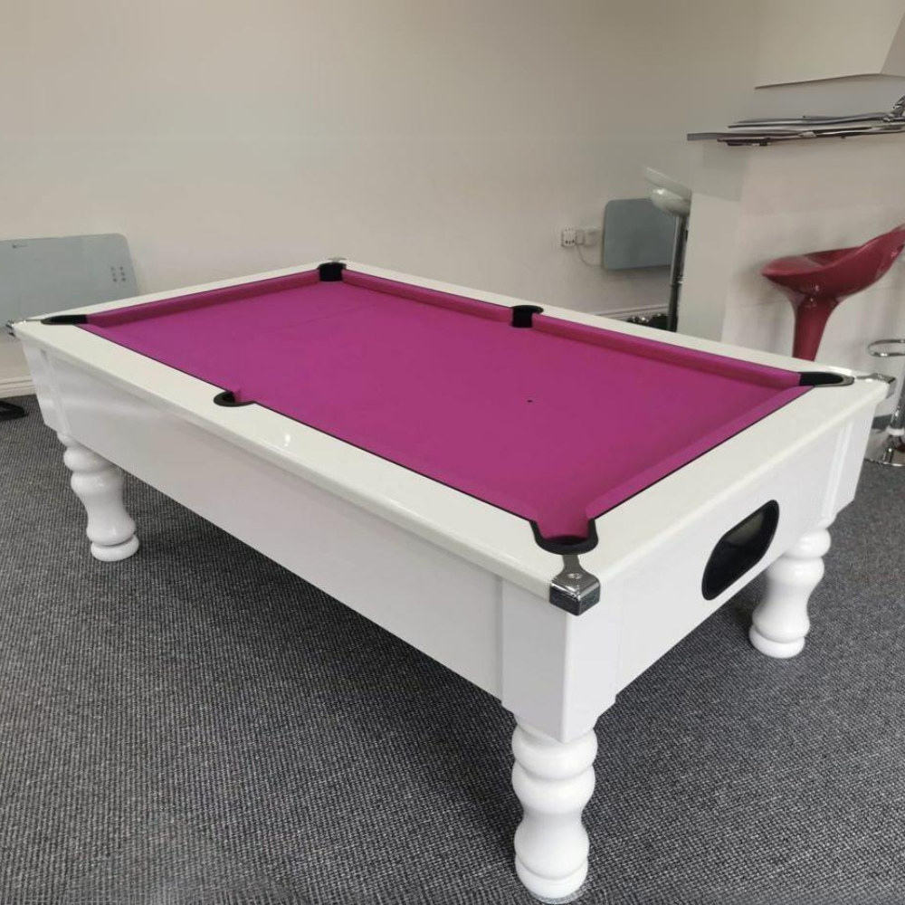 Cry Wolf Turned Leg Slate Bed Pool Table White