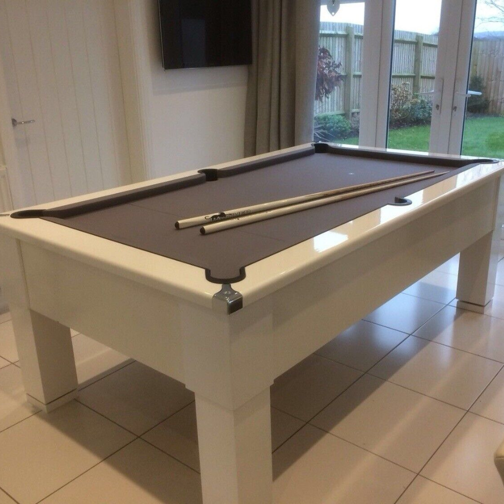 Cry Wolf Square Leg Slate Bed Pool Table White