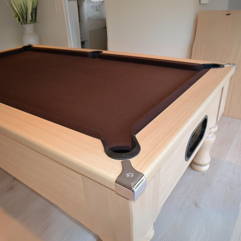 Cry Wolf Turned Leg Slate Bed Pool Table Light Oak