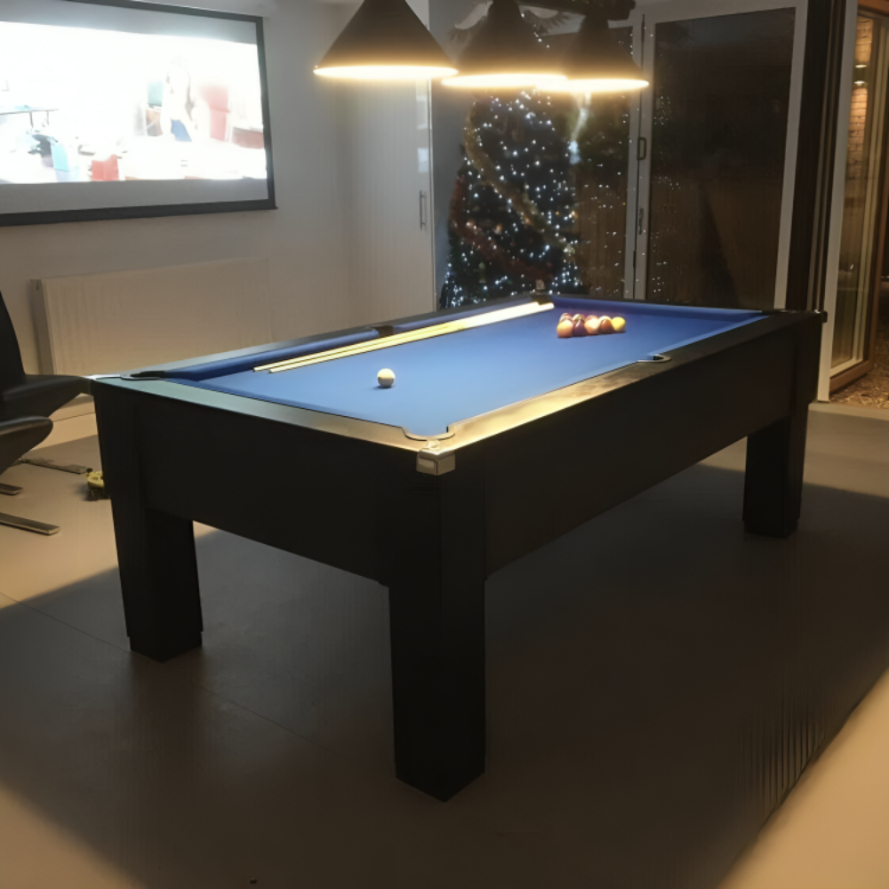 Cry Wolf Square Leg Slate Bed Pool Table Black