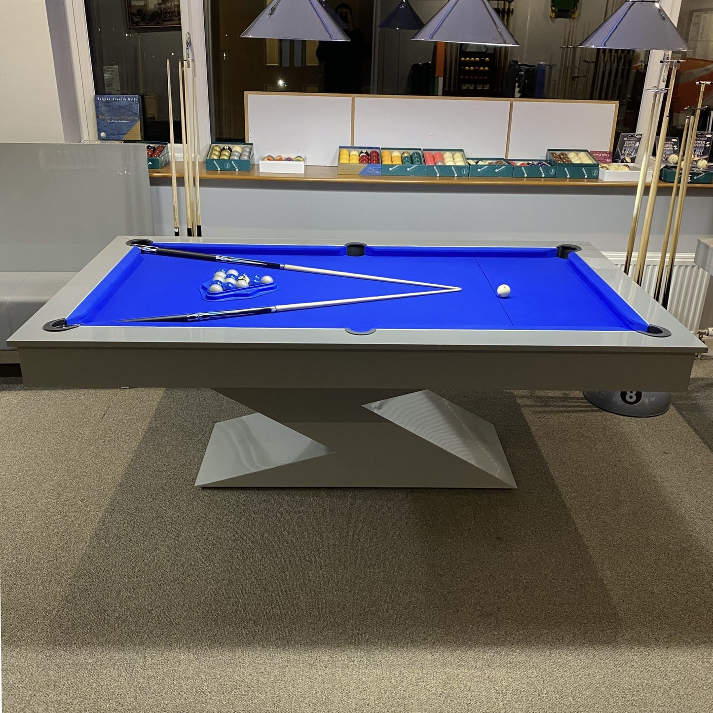 The Gloss Grey LIGHTNING Pool Diner Table by Superpool UK