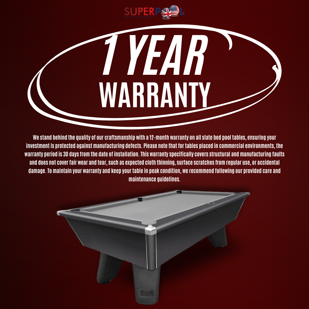 Cry Wolf Square Leg Slate Bed Pool Table | Midnight Blue