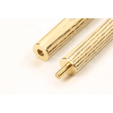 Load image into Gallery viewer, Detailed view of brass joint on Satan Britannia 8 Ball Pro Cue two-piece.