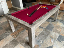 Load image into Gallery viewer, Rustic Rosetta pool dining table with red felt and weathered wood finish.