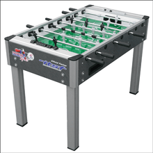 Load image into Gallery viewer, Roberto Grey Sport College Pro Free Play football table with sturdy legs and green playfield.