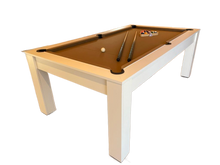 Load image into Gallery viewer, Satin White Rosetta English Pool Dining Table by SUPERPOOL.