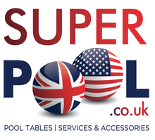 Load image into Gallery viewer, Superpool UK logo featuring British and American flags for pool table services.