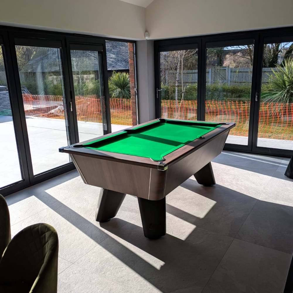 Cry Wolf Indoor Slate Bed Pool Table Dark Walnut