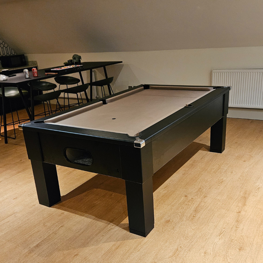 Cry Wolf Square Leg Slate Bed Pool Table Black