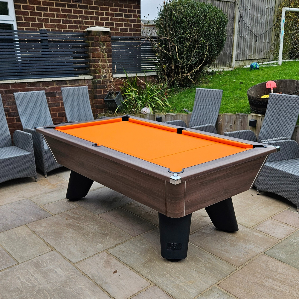 Cry Wolf Outdoor Slate Bed Pool Table Dark Walnut
