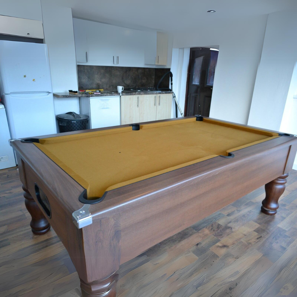 Cry Wolf Turned Leg Slate Bed Pool Table Dark Walnut