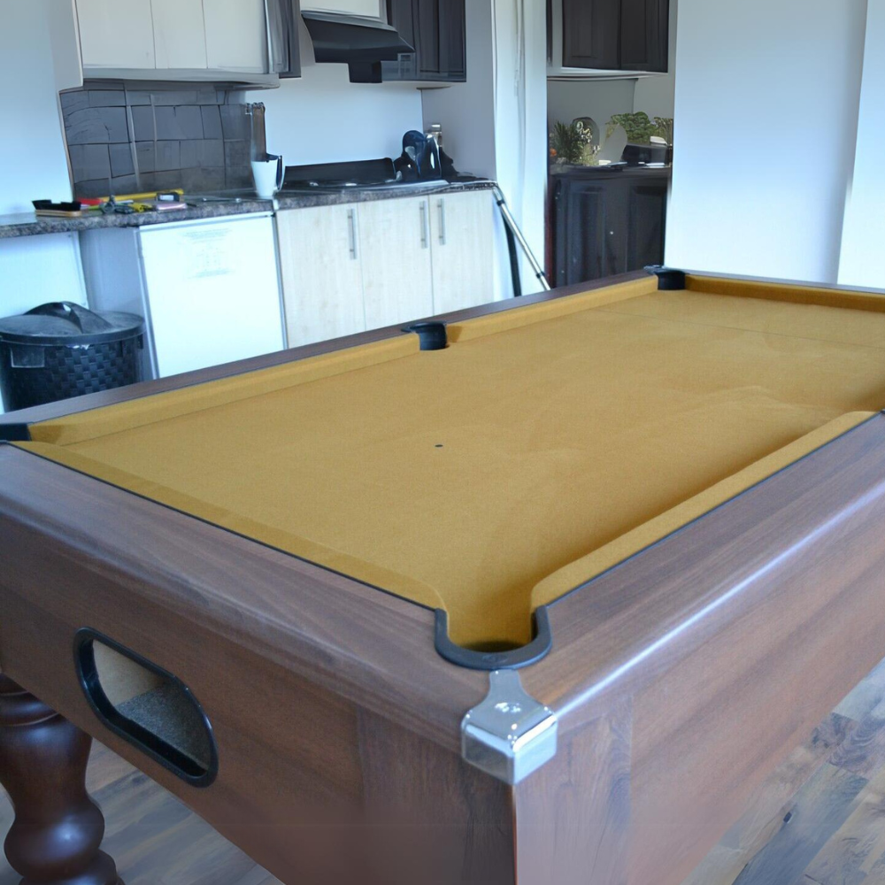 Cry Wolf Turned Leg Slate Bed Pool Table Dark Walnut