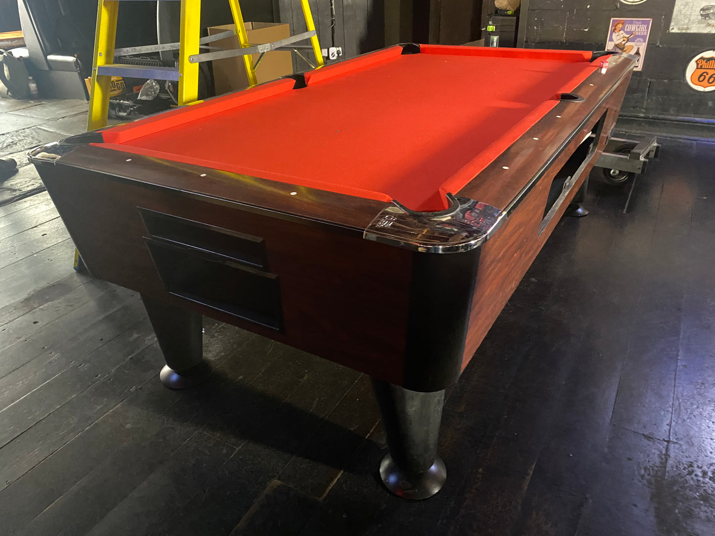 SAM Bison 7' x 4' Dark Walnut Finish Reconditioned American Pool Table