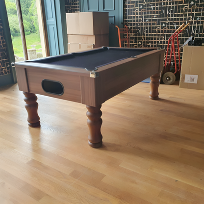 Cry Wolf Turned Leg Slate Bed Pool Table Dark Walnut