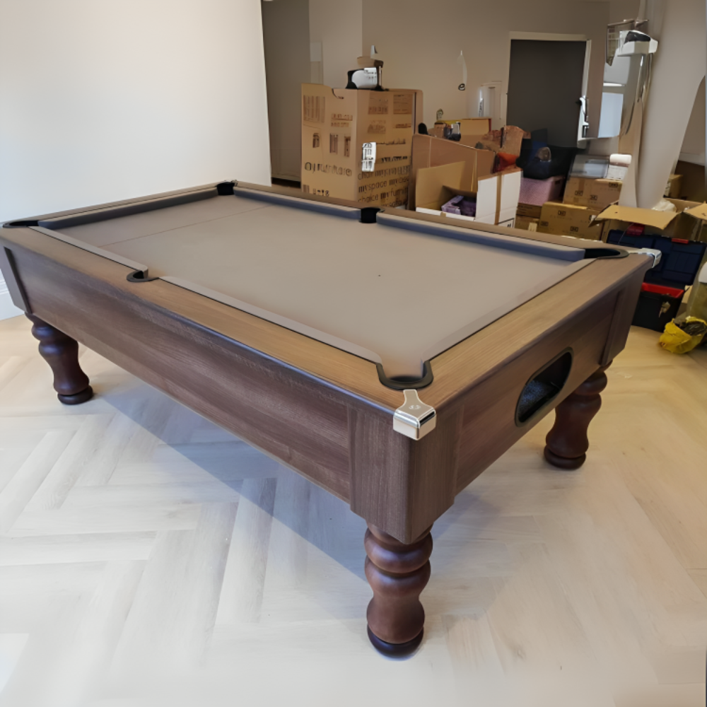 Cry Wolf Turned Leg Slate Bed Pool Table Dark Walnut