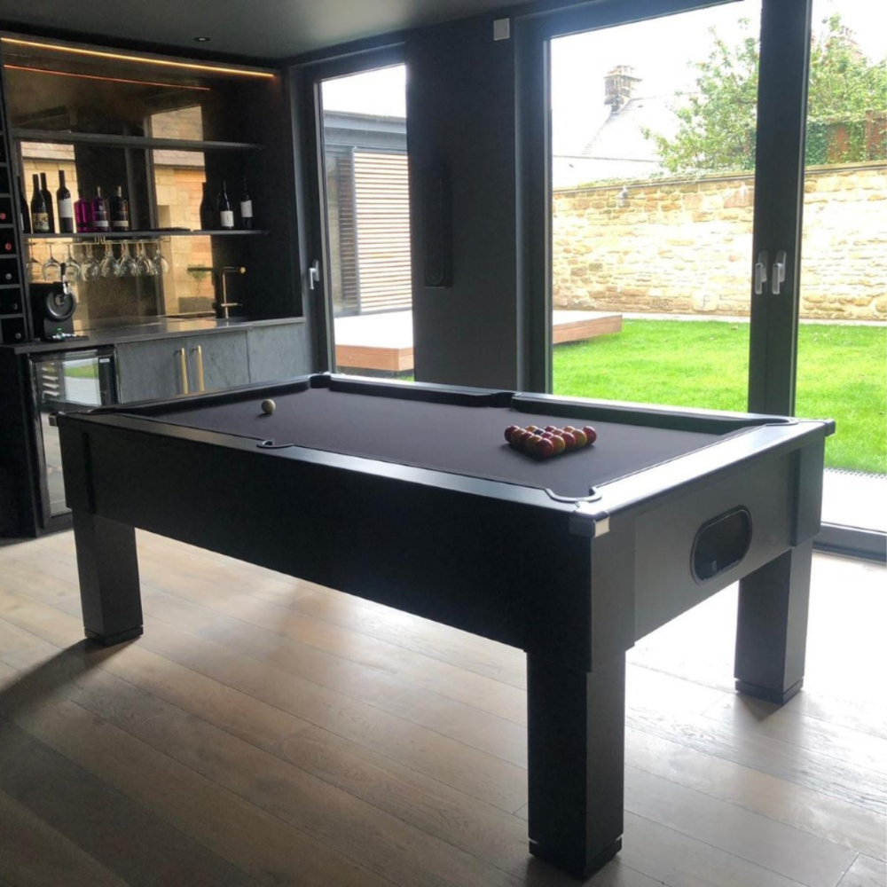 Cry Wolf Square Leg Slate Bed Pool Table Black