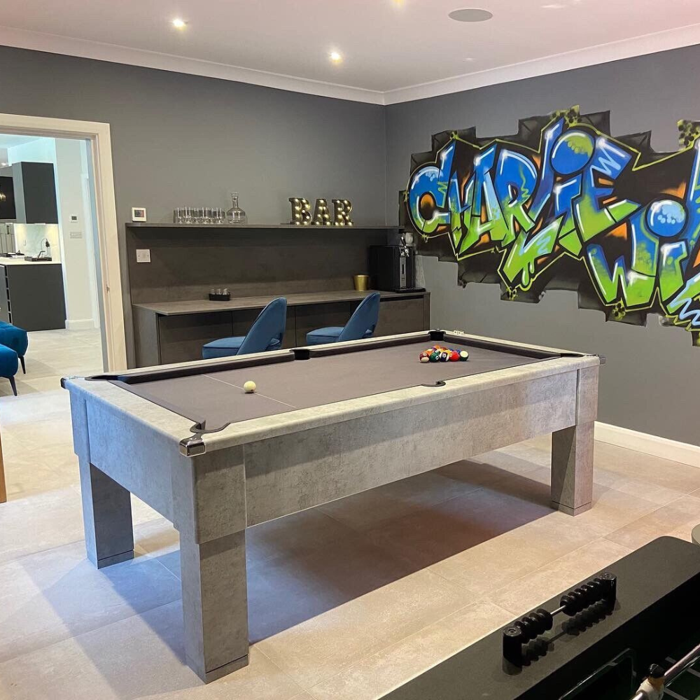 Cry Wolf Square Leg Slate Bed Pool Table Urban Grey