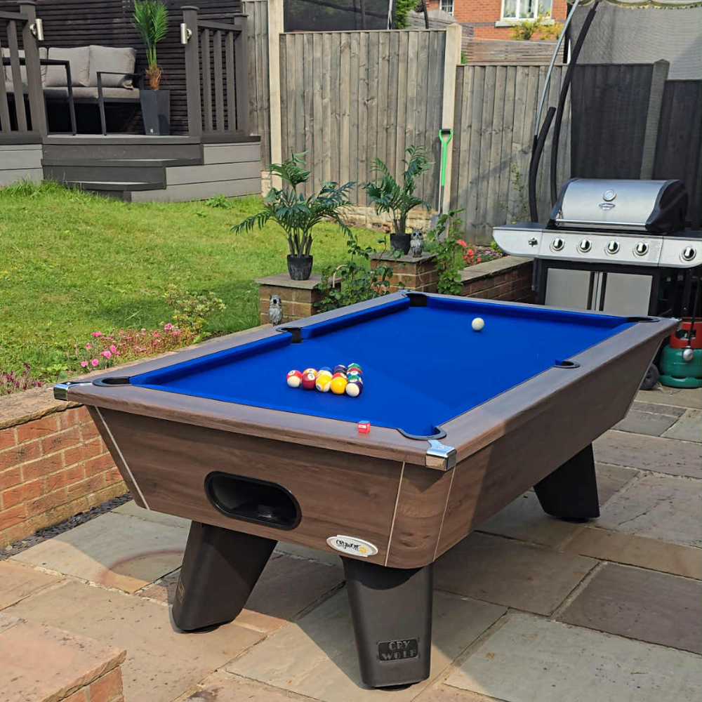 Cry Wolf Outdoor Slate Bed Pool Table Dark Walnut