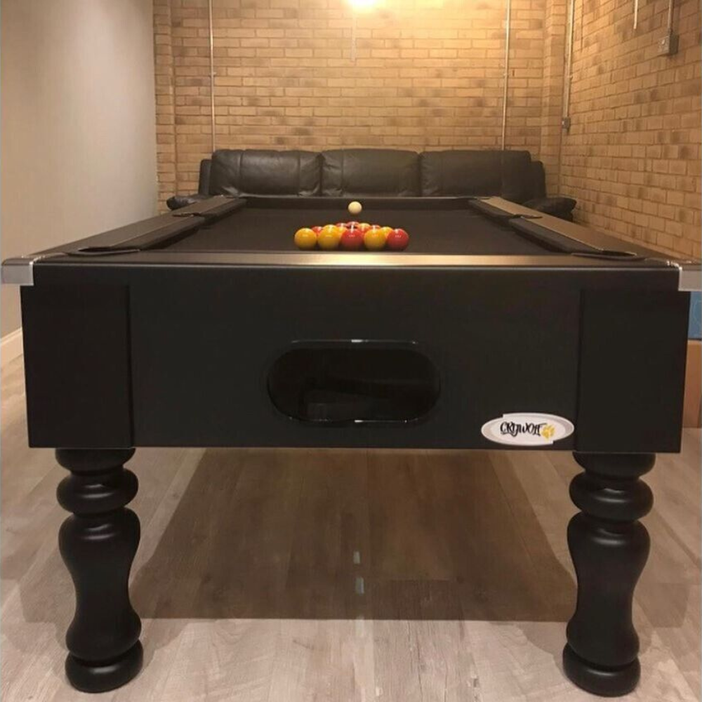 Cry Wolf Turned Leg Slate Bed Pool Table Black