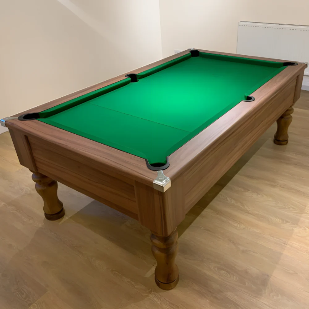 Cry Wolf Turned Leg Slate Bed Pool Table Dark Walnut