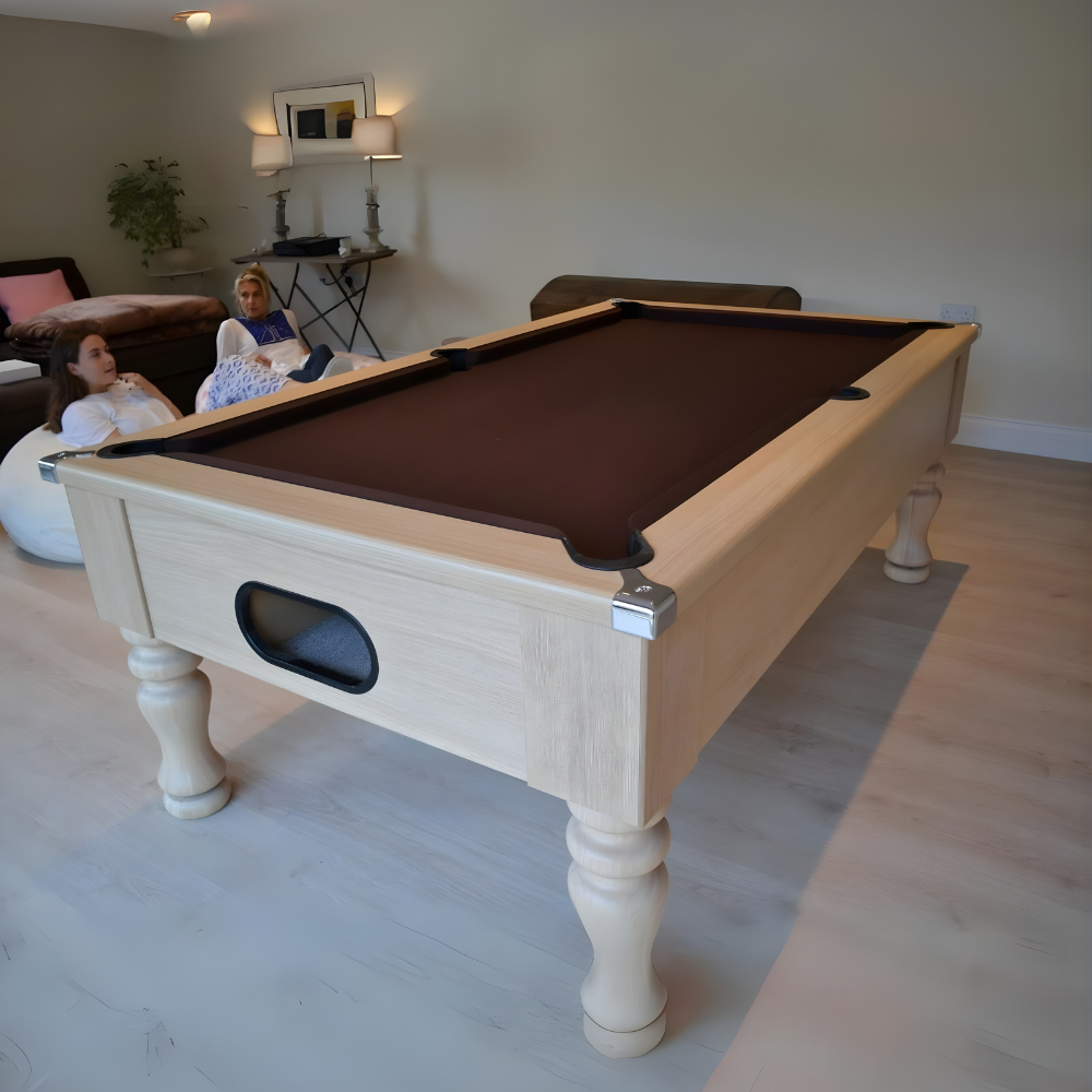 Cry Wolf Turned Leg Slate Bed Pool Table Light Oak