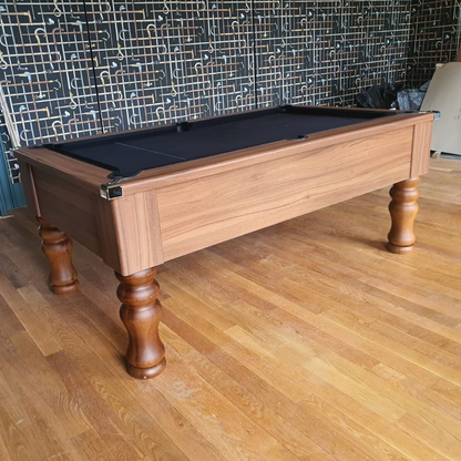 Cry Wolf Turned Leg Slate Bed Pool Table Dark Walnut
