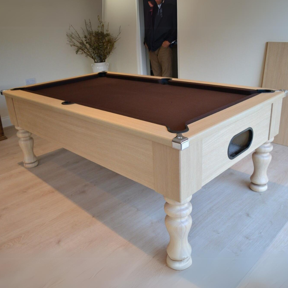 Cry Wolf Turned Leg Slate Bed Pool Table Light Oak