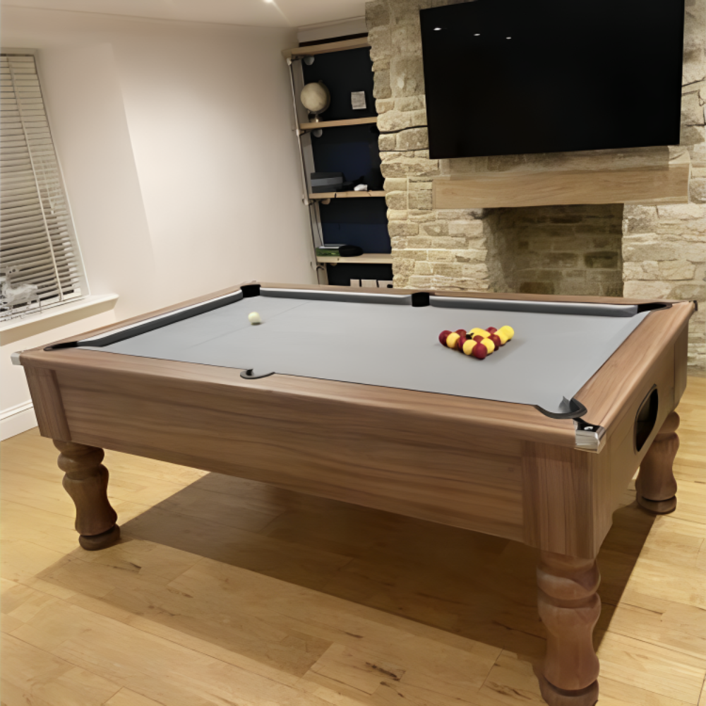 Cry Wolf Turned Leg Slate Bed Pool Table Walnut