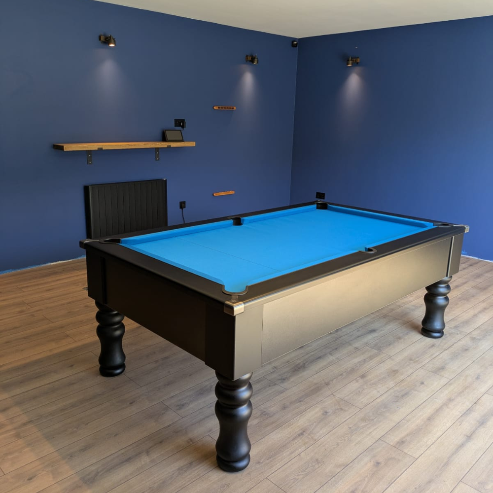 Cry Wolf Turned Leg Slate Bed Pool Table Black