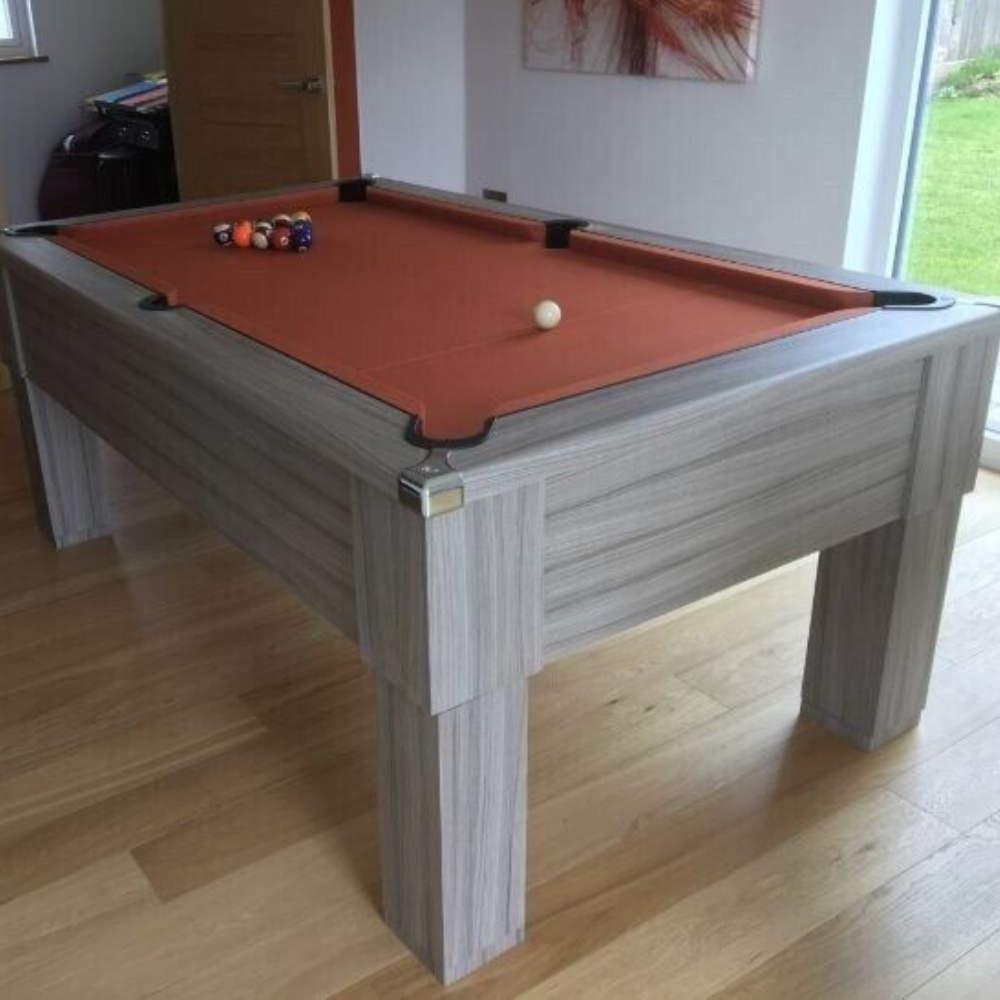 Cry Wolf Square Leg Slate Bed Pool Table Driftwood