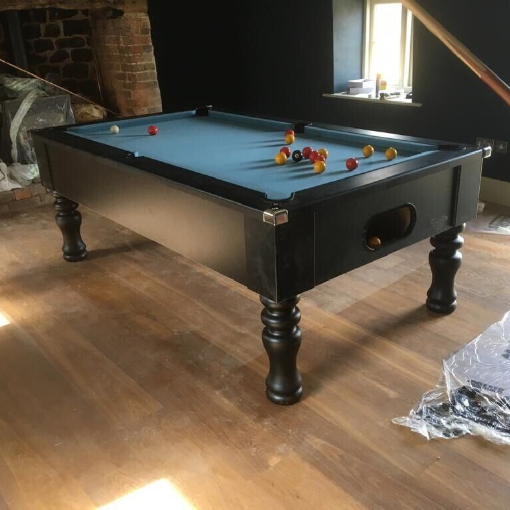 Cry Wolf Turned Leg Slate Bed Pool Table Black