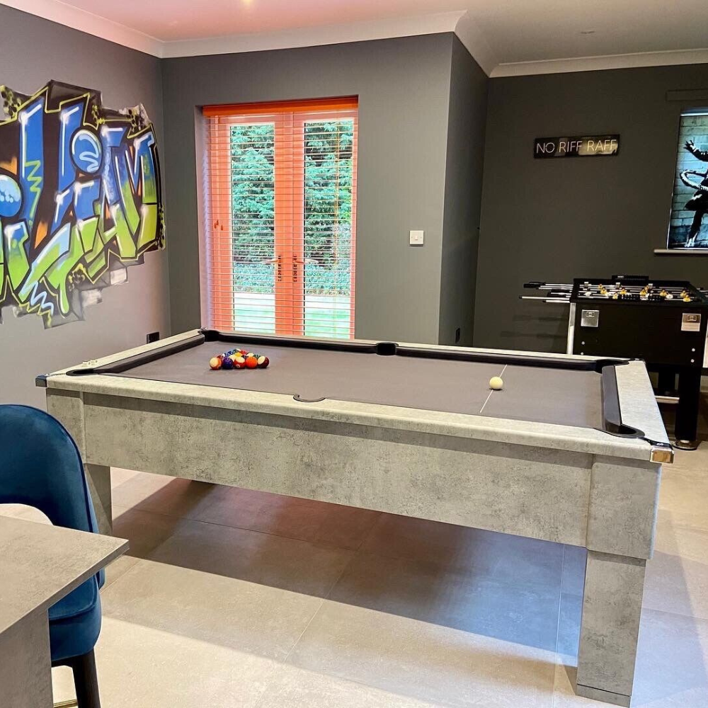 Cry Wolf Square Leg Slate Bed Pool Table Urban Grey