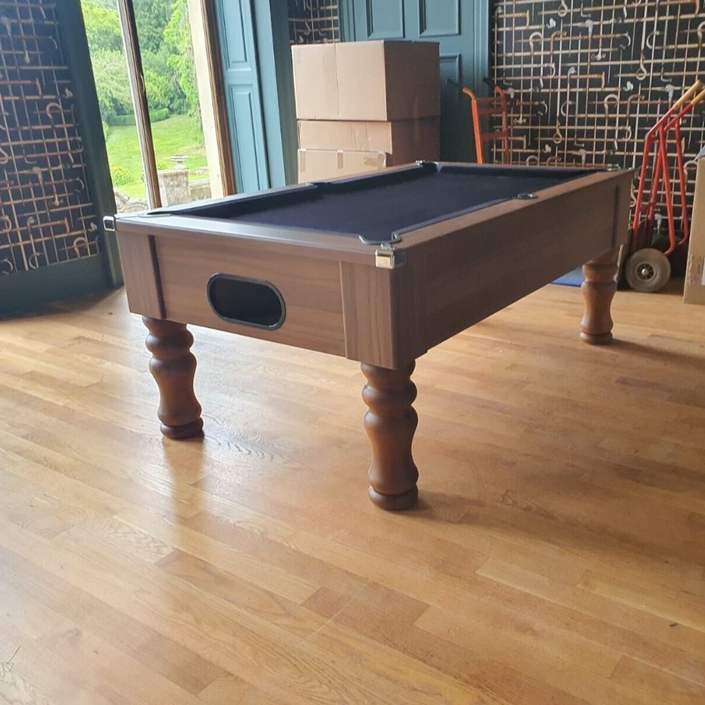 Cry Wolf Turned Leg Slate Bed Pool Table Dark Walnut