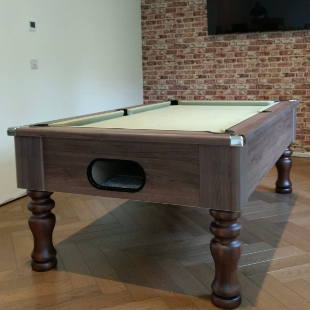 Cry Wolf Turned Leg Slate Bed Pool Table Dark Walnut