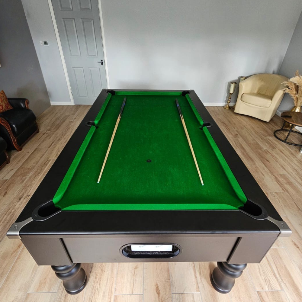 Cry Wolf Turned Leg Slate Bed Pool Table Black