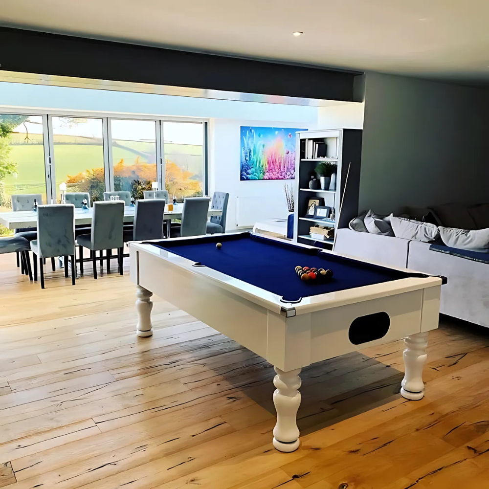 Cry Wolf Turned Leg Slate Bed Pool Table White