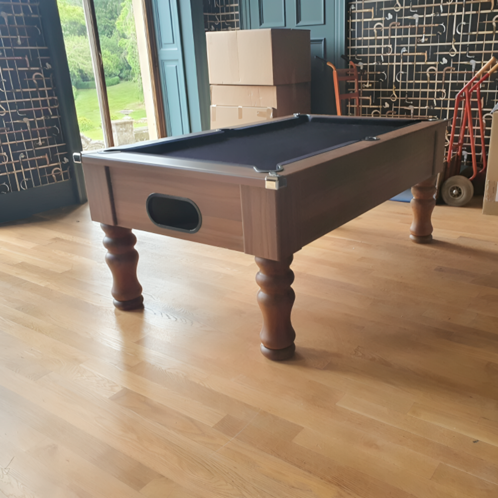Cry Wolf Turned Leg Slate Bed Pool Table Dark Walnut