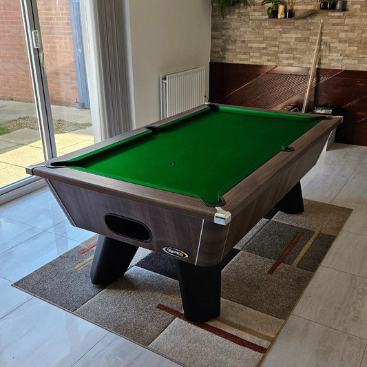 Cry Wolf Indoor Slate Bed Pool Table Dark Walnut