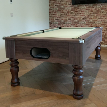 Cry Wolf Turned Leg Slate Bed Pool Table Dark Walnut