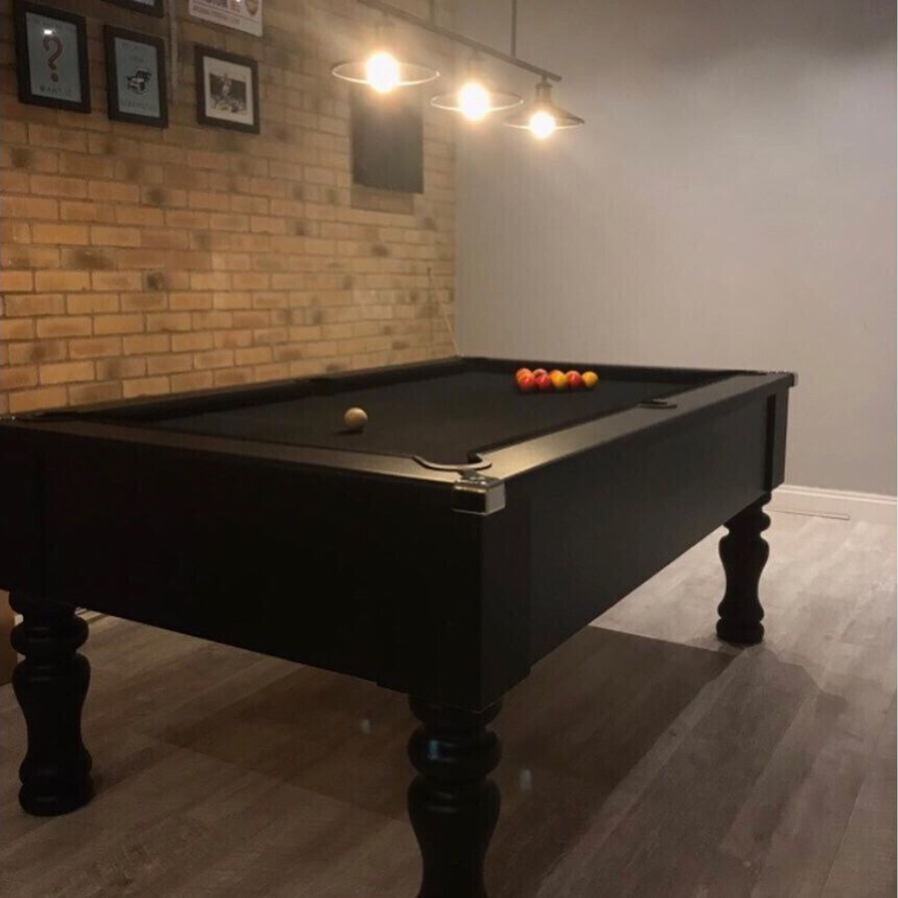 Cry Wolf Turned Leg Slate Bed Pool Table Black