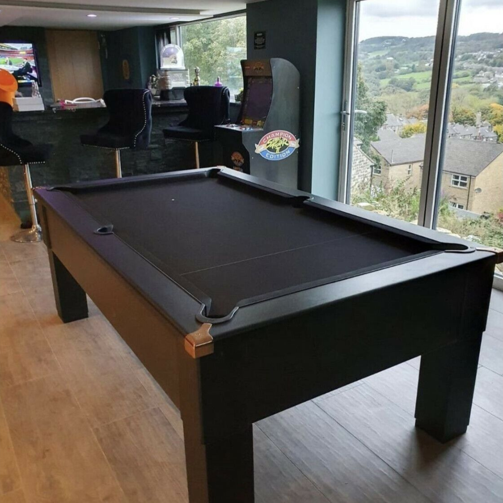 Cry Wolf Square Leg Slate Bed Pool Table Black