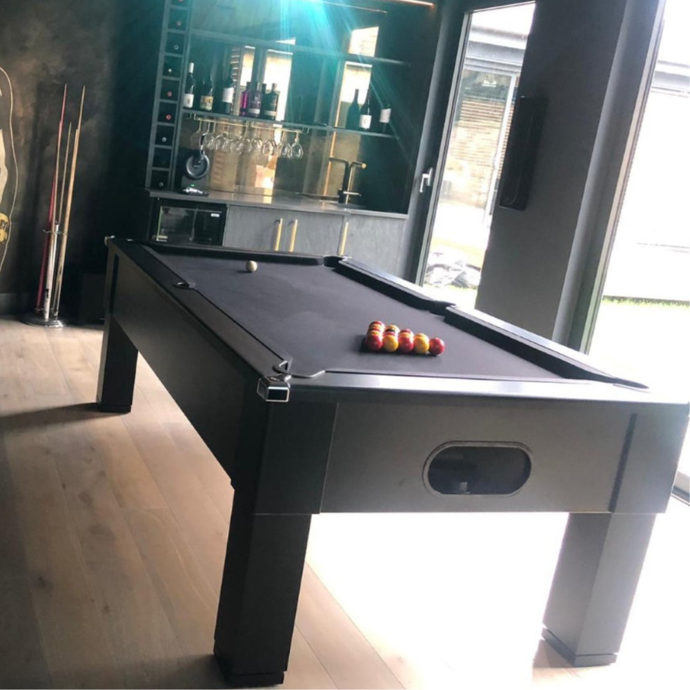 Cry Wolf Square Leg Slate Bed Pool Table Black