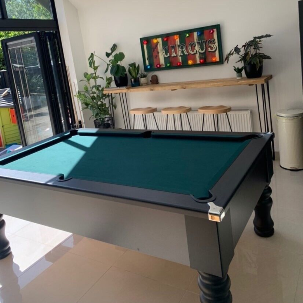 Cry Wolf Turned Leg Slate Bed Pool Table Black