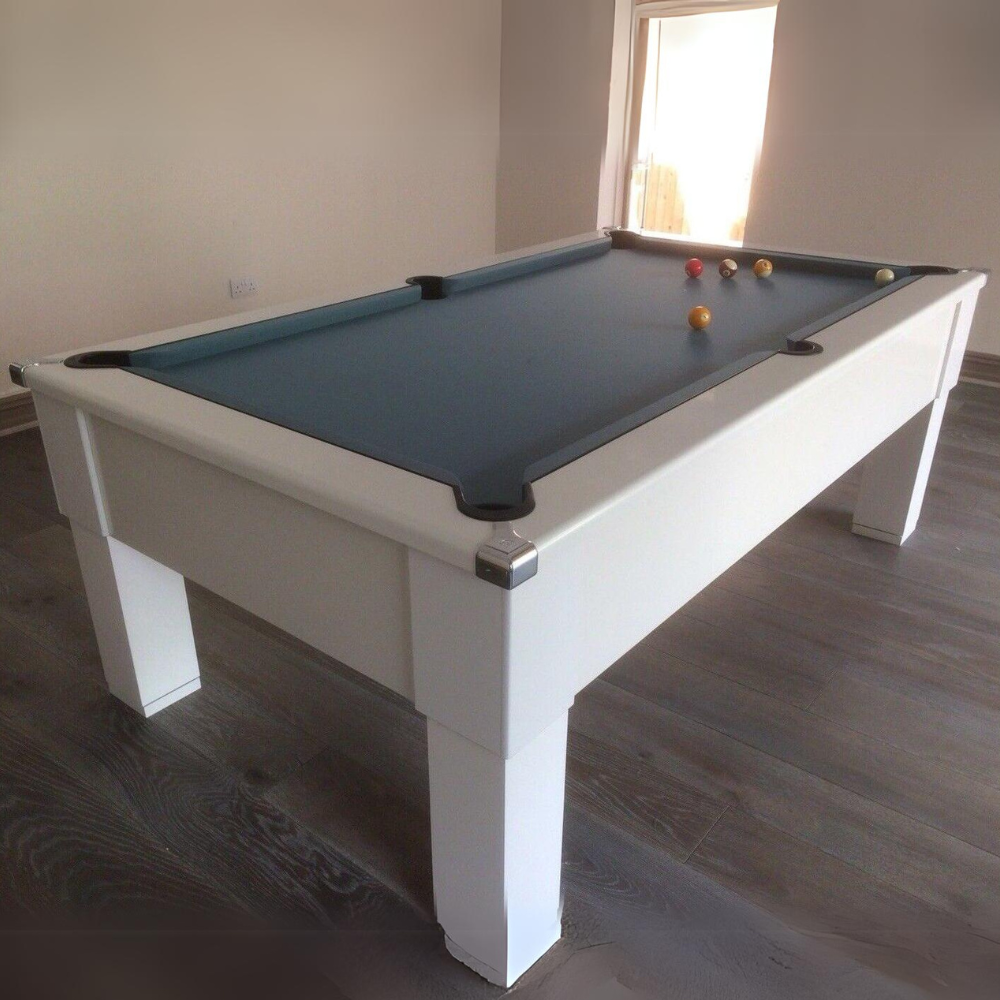Cry Wolf Square Leg Slate Bed Pool Table White