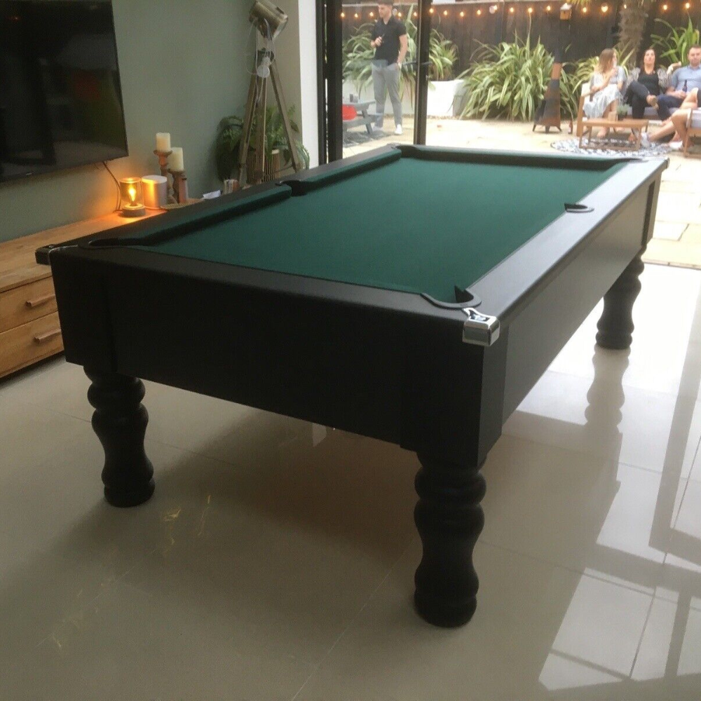 Cry Wolf Turned Leg Slate Bed Pool Table Black