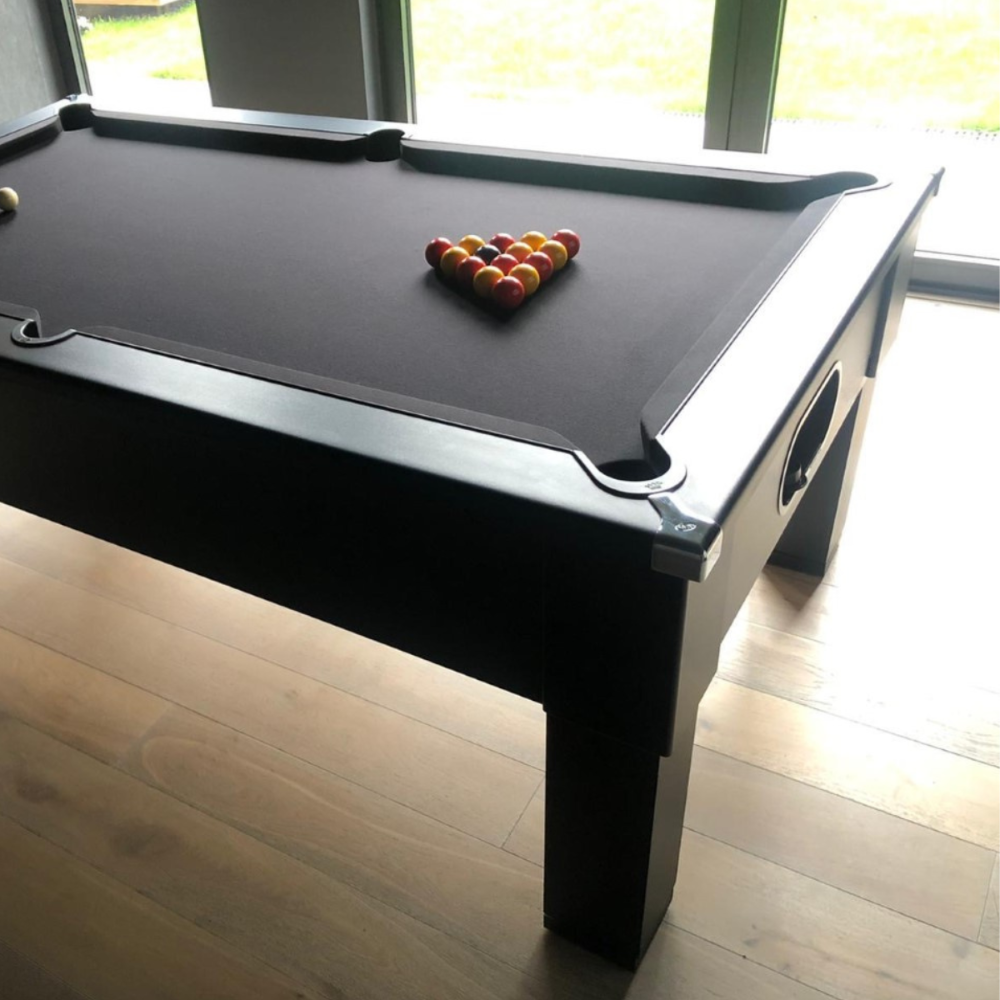 Cry Wolf Square Leg Slate Bed Pool Table Black