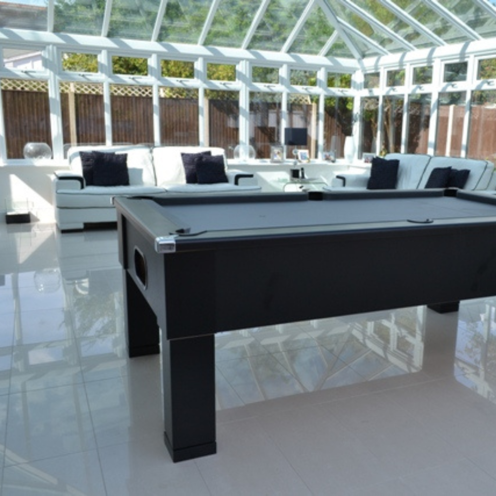 Cry Wolf Square Leg Slate Bed Pool Table Black