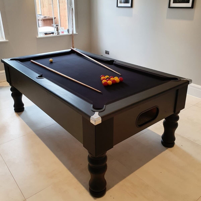 Cry Wolf Turned Leg Slate Bed Pool Table Black