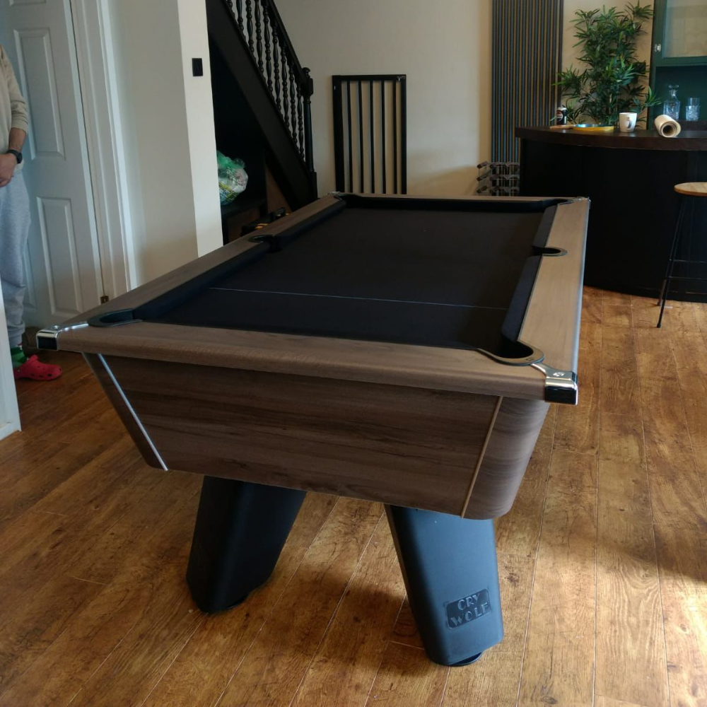 Cry Wolf Indoor Slate Bed Pool Table Dark Walnut